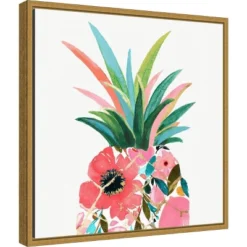 16" X 16" Pina Colada By Eva Watts Framed Canvas Wall Art - Amanti Art