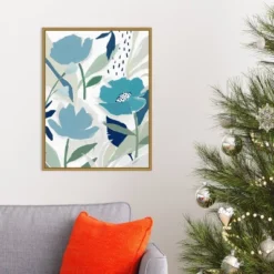 18" X 24" Song Of The Wind I Blue Flowers By Isabelle Z Framed Canvas Wall Art - Amanti Art -Home Furniture GUEST 7b375657 69e1 4eb2 9019 4d70c1942cc4