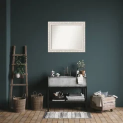 34"x28" Non-Beveled Opera Wood Bathroom Wall Mirror Off-White - Amanti Art: Modern Style, Rectangle, Wall Mounted, Wood Frame -Home Furniture GUEST 7b9ebd03 237c 49d0 8b2c 9efc1e27a12d