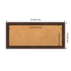 Amanti Art 33"x15" Narrow Wood Frame Natural Cork Board Warm Walnut : Bulletin Board For Office, Wall Mounted Presentation Board -Home Furniture GUEST 7bd97c6e a48d 49e2 81c0 f5c7bcaf4a68