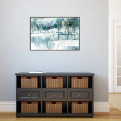 33" X 22" Blue Tree Reflections By Katrina Pete Framed Canvas Wall Art Gray Wash - Amanti Art -Home Furniture GUEST 7c754d72 7008 4835 87ec a71378cf1a52