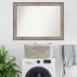 44" X 33" Non-Beveled Mezzanine Antique Narrow Wood Bathroom Wall Mirror Silver - Amanti Art -Home Furniture GUEST 7ca9d503 f95e 4c27 b7fc 3bc3d31751bb