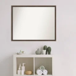 29" X 23" Non-Beveled Hardwood Wedge Wood Bathroom Wall Mirror Mocha Brown - Amanti Art -Home Furniture GUEST 7e4a10a0 a17f 4174 9a0d 1a06d4bc5d24