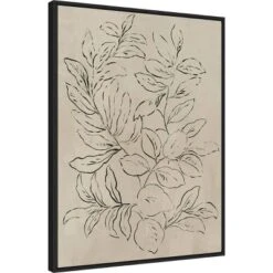 22" X 30" Outlined Leaves I By Asia Jensen Framed Canvas Wall Art Black - Amanti Art