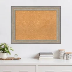33"x25" Wood Frame Natural Cork Board Fleur Champagne Silver - Amanti Art -Home Furniture GUEST 7f19b395 0df7 4ec2 bc3f ecfc5557f307