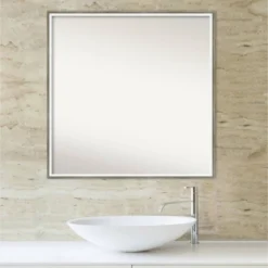 27" X 27" Non-Beveled Lucie Wood Bathroom Wall Mirror Silver - Amanti Art -Home Furniture GUEST 7fe025a1 2f2a 480b ae9a 4ef976ca9b87