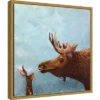 16" X 16" Moose And Rabbit By Lucia Stewart Framed Canvas Wall Art - Amanti Art -Home Furniture GUEST 80403a47 9630 436d 90b7 3f0f5a9f7711
