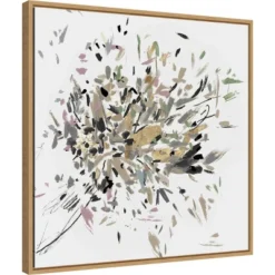 22" X 22" Dabbing Bouquet By Asia Jensen Framed Canvas Wall Art Light Brown - Amanti Art
