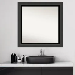 31" X 31" Non-Beveled Tuxedo Black Bathroom Wall Mirror - Amanti Art -Home Furniture GUEST 81461fa1 7573 4526 804f cb61ff1e4d7a
