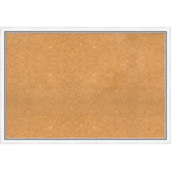 38"x26" Morgan Wood Frame Natural Cork Board White/Blue - Amanti Art: Bulletin Board For Office, Wall Mounted -Home Furniture GUEST 8232bb9a ab8c 4c94 bfe5 9423b4a68056