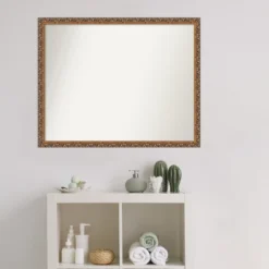 Amanti Art Antique Bronze Non-Beveled Wood Bathroom Wall Mirror -Home Furniture GUEST 82ffa48b c0ab 493d b545 5f44e364d9ee
