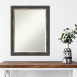 22" X 28" Bark Rustic Char Narrow Framed Wall Mirror Brown - Amanti Art -Home Furniture GUEST 84152de2 6bdf 47b8 9d51 43dddc9af0b6