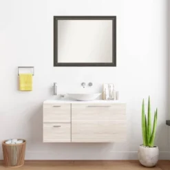 32"x26" Non-Beveled Upcycled Wood Bathroom Wall Mirror Brown/Gray - Amanti Art: Modern Rectangular Design, Wall Mounted, Includes Hardware -Home Furniture GUEST 85fdd779 08a6 406a 9da7 9e4cc27c7877