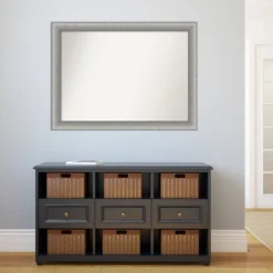 43" X 32" Non-Beveled Elegant Brushed Pewter Wall Mirror - Amanti Art: Modern Polystyrene Frame, Includes Mounting Hardware -Home Furniture GUEST 866975ca 01e5 4608 8f71 405176a9acda