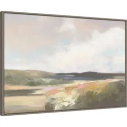 33" X 23" Dawn By The Water Neutral By Julia Purinton Framed Canvas Wall Art Print - Amanti Art