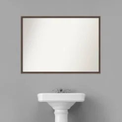 39" X 28" Non-Beveled Hardwood Wedge Wood Bathroom Wall Mirror Mocha Brown - Amanti Art -Home Furniture GUEST 86ff5141 68dd 4cd6 8171 3c38243260de