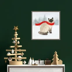 16" X 16" Christmas Cats And Dogs III By Victoria Borges Framed Canvas Wall Art - Amanti Art -Home Furniture GUEST 8763c09b 4657 47a0 a54e 90738341a748