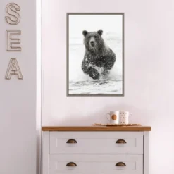 16" X 23" Bear Fishing For Salmon By Adam Jones Danita Delimont Framed Canvas Wall Art Brown - Amanti Art -Home Furniture GUEST 879048ab fe7a 4001 802b e7b98adcd912