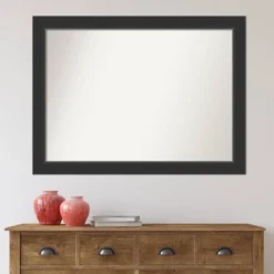 43" X 32" Non-Beveled Corvino Black Wood Wall Mirror - Amanti Art: Modern Rectangle, Includes Mounting Hardware -Home Furniture GUEST 8898cc06 f816 4cb3 b0df bb9edf1df330