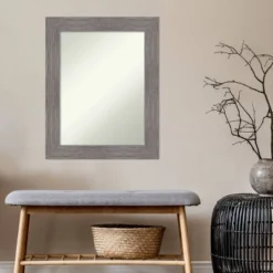 24" X 30" Non-Beveled Pinstripe Plank Gray Bathroom Wall Mirror - Amanti Art -Home Furniture GUEST 88e98f21 9073 48d1 84de 6501e7a85a32