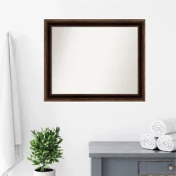 32" X 26" Non-Beveled Corded Bathroom Wall Mirror Bronze - Amanti Art -Home Furniture GUEST 89711616 9d65 4d2e b40b ab5474033032