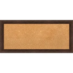 Amanti Art 33"x15" Narrow Wood Frame Natural Cork Board Warm Walnut : Bulletin Board For Office, Wall Mounted Presentation Board -Home Furniture GUEST 8aa091c7 1cc8 4eb5 be58 b828afa48a40