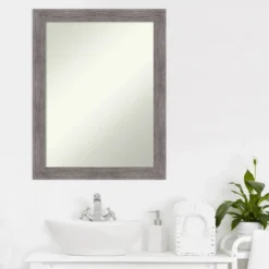 22" X 28" Non-Beveled Pinstripe Plank Gray Narrow Bathroom Wall Mirror - Amanti Art 14 22" X 28" Non-Beveled Pinstripe Plank Gray Narrow Bathroom Wall Mirror - Amanti Art -Home Furniture GUEST 8aeadec9 e350 46fc 85e8 cb7c319eb76f