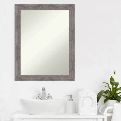 22" X 28" Non-Beveled Pinstripe Plank Gray Narrow Bathroom Wall Mirror - Amanti Art 7 22" X 28" Non-Beveled Pinstripe Plank Gray Narrow Bathroom Wall Mirror - Amanti Art - Image 5