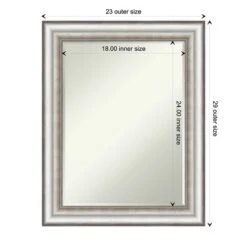 Amanti Art Salon Silver Petite Bevel Bathroom Wall Mirror 29.25 X 23.25 In. -Home Furniture GUEST 8bc3ae89 a4ec 4b5d 8239 de7137b1aa32