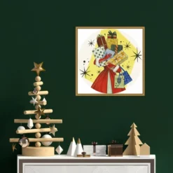 16" X 16" Vintage Christmas Gifts By Grace Popp Framed Canvas Wall Art - Amanti Art -Home Furniture GUEST 8dbbe1c8 8d0d 48a8 83d3 93e62b4e5e10