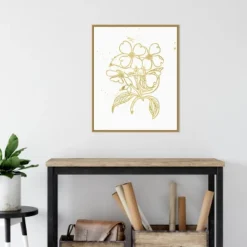 22" X 28" Gold Blooms III By Wild Apple Portfolio Framed Canvas Wall Art Gold - Amanti Art -Home Furniture GUEST 8dc10af2 4ab0 4cb9 afae efea1f63d686