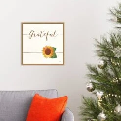 16" X 16" Grateful Fall Sunflower By Veronique Charron Framed Canvas Wall Art - Amanti Art -Home Furniture GUEST 8e91ae5f fb72 4363 9cf3 6a581128ec66