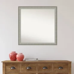 29" X 29" Non-Beveled Elegant Narrow Bathroom Wall Mirror Brushed Pewter - Amanti Art -Home Furniture GUEST 8ea8492b 982a 44fe 9d63 174a93f9a7aa