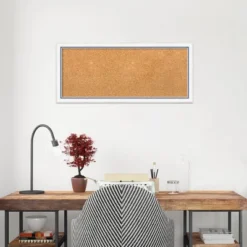 32"x14" Morgan Wood Frame Natural Cork Board White/Blue - Amanti Art: Wall Mount, Bulletin Board, No Choking Hazard -Home Furniture GUEST 8f626776 adc5 4ed3 835d 09aa92567d12