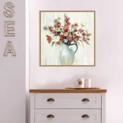 22" X 22" Coastal Bouquet Autumn By Silvia Vassileva Framed Canvas Wall Art Light Brown - Amanti Art -Home Furniture GUEST 8f7a7bd7 9a76 4f56 9f69 dcb84065afbb