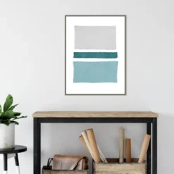 22" X 30" Painted Weaving V Blue Green By Piper Rhue Framed Canvas Wall Art Gray Wash - Amanti Art -Home Furniture GUEST 9190bddf cfdd 4025 9344 27d3287f39f6