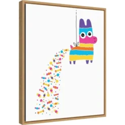 16" X 20" Pinata Poop By Michael Buxton Framed Canvas Wall Art - Amanti Art