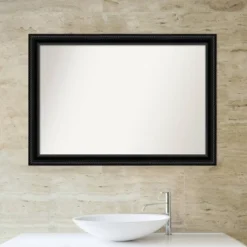 40" X 28" Non-Beveled Corded Bathroom Wall Mirror Black - Amanti Art -Home Furniture GUEST 91f60cc2 22a1 4ce6 b04a 047fa0792e09
