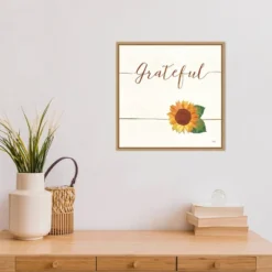 16" X 16" Grateful Fall Sunflower By Veronique Charron Framed Canvas Wall Art - Amanti Art -Home Furniture GUEST 9235dd62 efc5 4c65 806a 5e0ac76041d3