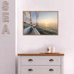 23" X 16" Sunset Cruise On The Western Union Schooner By Chuck Haney Danita Delimont Framed Canvas Wall Art - Amanti Art -Home Furniture GUEST 92dd1b64 636a 4d0d 9a92 7f592c46946e
