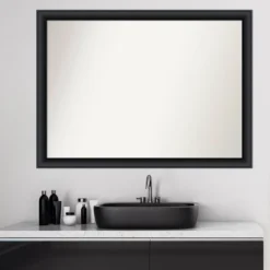 42" X 31" Non-Beveled Nero Wood Bathroom Wall Mirror Black - Amanti Art -Home Furniture GUEST 93e9580a da42 4af6 b1d2 d8fe3ce0c076