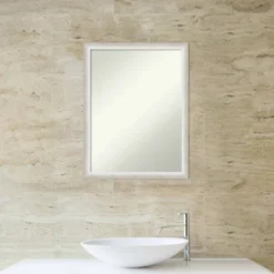 20"x26" Non-Beveled Two Tone Wood Wall Mirror For Bathroom, Silver - Amanti Art: Includes Mounting Hardware -Home Furniture GUEST 94014671 f734 455a a507 a5c24732a5b9