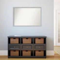 38" X 26" Non-Beveled Grace Brushed Nickel Narrow Wall Mirror - Amanti Art -Home Furniture GUEST 95368224 faa9 4636 a7d0 b72b596c3cde