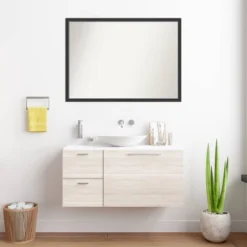 40"x29" Non-Beveled Wood Bathroom Wall Mirror Black - Amanti Art: Modern Rectangle, Wall Mount, Includes Hardware -Home Furniture GUEST 95a5bd23 0559 4d66 b381 af30a6886f19