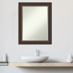 Amanti Art Cyprus Walnut Petite Bevel Wood Bathroom Wall Mirror 28.75 X 22.75 In. -Home Furniture GUEST 966b4ed0 1ad9 4986 8397 2e63b05d8d83