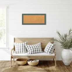 33"x15" Upcycled Wood Frame Natural Cork Board Teal/Gray - Amanti Art: Custom Framed, Wall Mounted, Bulletin Board For Home Office -Home Furniture GUEST 96d5ade6 c137 4105 88e8 3cca2004646e