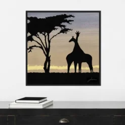22" X 22" Savanna Giraffes IV By James Burghardt Framed Canvas Wall Art Black - Amanti Art -Home Furniture GUEST 9816d945 46f6 4db5 b9ec 0ca542624aec