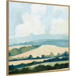 30" X 30" Fieldscape II By Emma Caroline Framed Canvas Wall Art Print - Amanti Art