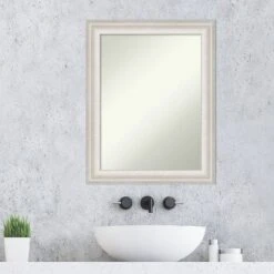 23" X 29" Non-Beveled Trio White Wash Silver Bathroom Wall Mirror - Amanti Art -Home Furniture GUEST 9a351176 b467 4ce6 93da 8b3a4a8c52e6
