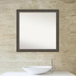 30"x30" Non-Beveled Upcycled Wood Bathroom Wall Mirror Brown/Gray - Amanti Art -Home Furniture GUEST 9a701e1e b4cf 403d 9640 b185ccdfa1f6
